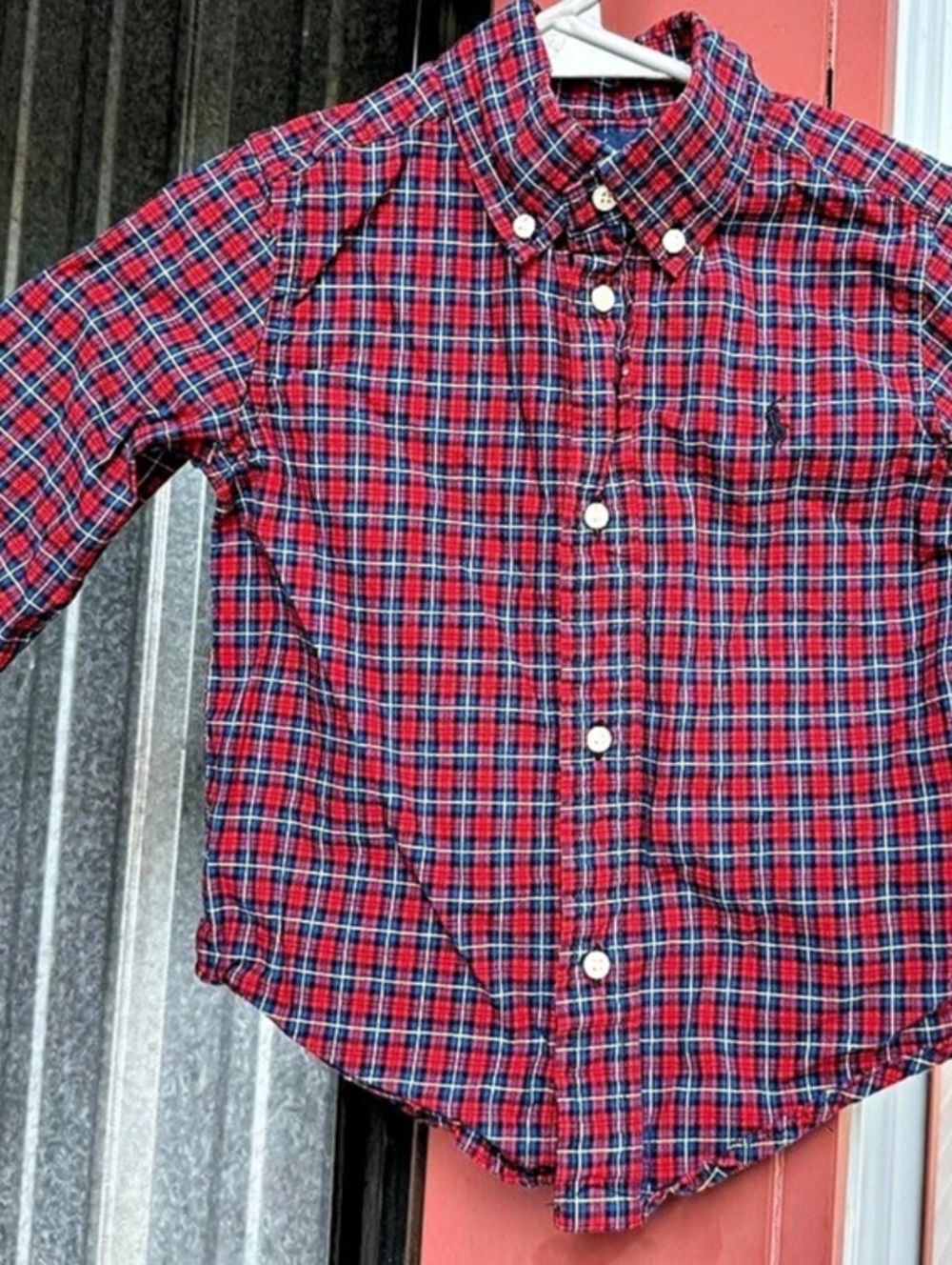 Ralph Lauren Plaid Cotton Poplin Shirt Red & Blue Size 2T